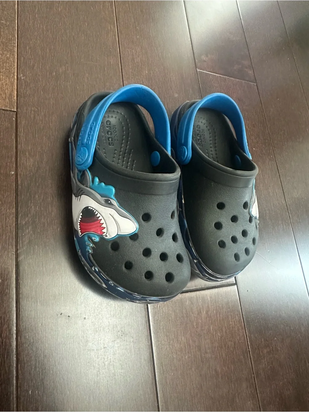 Crocs Kids Black & Blue Shark Classic Clog